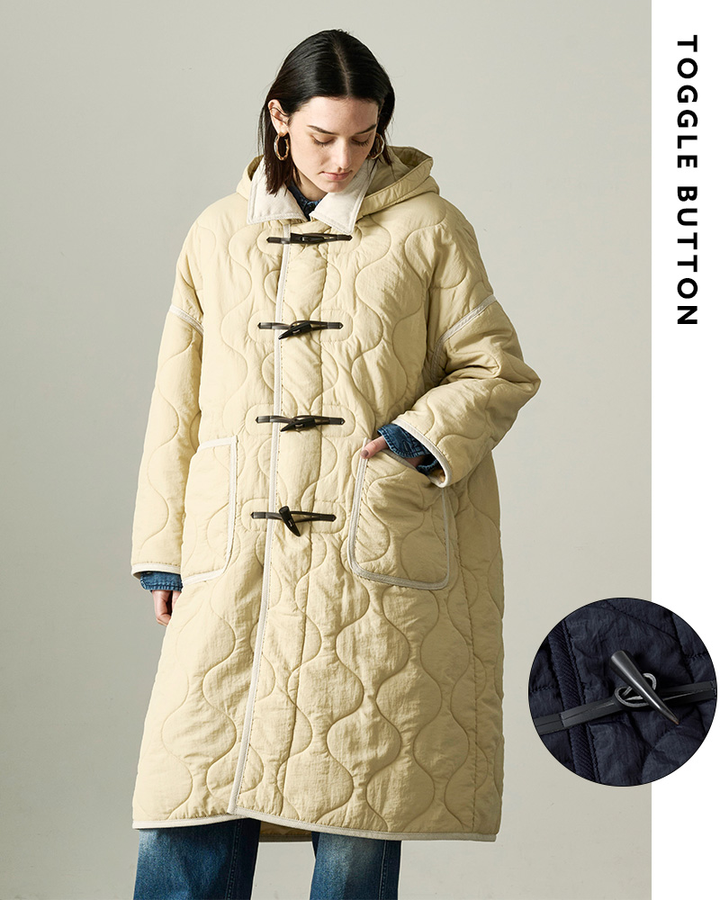 kha:ki(カーキ)ミリタリーキルトダッフルコート“MILQUILTDUFFLECOAT”mil23fjk3209