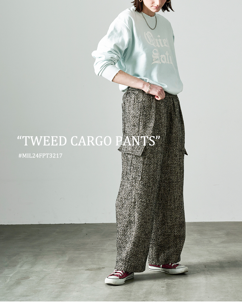 kha:ki(カーキ)ルーズツイードイージーカーゴパンツ“TWEEDCARGOPANTS”mil24fpt3217