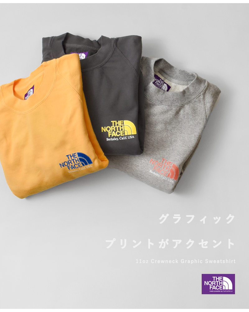 THE NORTH FACE PURPLE LABEL(ノースフェイスパープルレーベル)コットン裏毛クルーネックグラフィックスウェットシャツ“11ozCrewneckGraphicSweatshirt”n24fh032