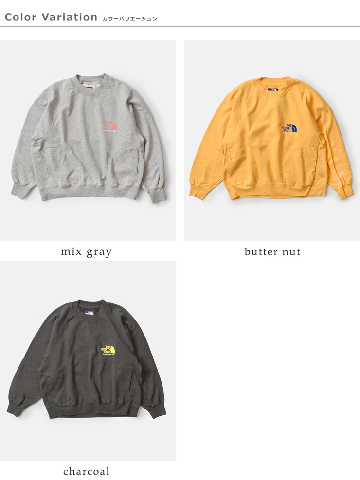 THE NORTH FACE PURPLE LABEL(ノースフェイスパープルレーベル)コットン裏毛クルーネックグラフィックスウェットシャツ“11ozCrewneckGraphicSweatshirt”n24fh032