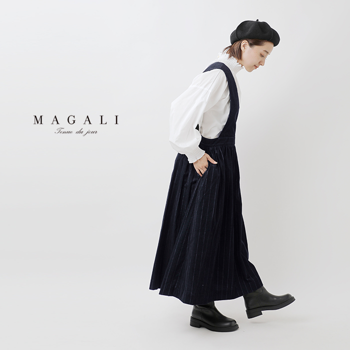 MAGALI(マガリ)ストライプコーデュロイエプロンワンピースop191