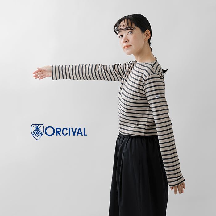 ORCIVAL(オーチバル・オーシバル)コットン天竺ボートネックロングスリーブプルオーバーor-c0137bfj