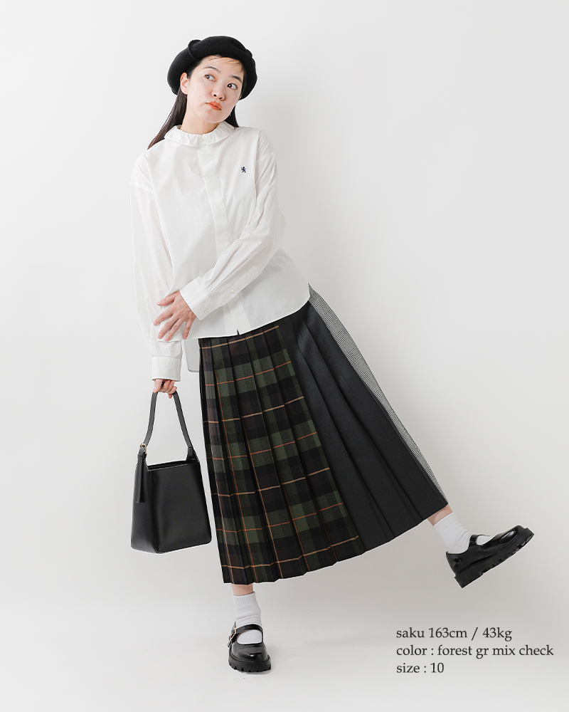 ONEIL OF DUBLIN(オニールオブダブリン)ウールパッチワークプリーツスカートpatchwork-p-longskirt