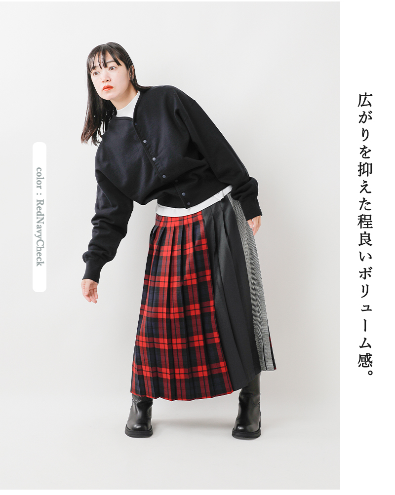 ONEIL OF DUBLIN(オニールオブダブリン)ウールパッチワークプリーツスカートpatchwork-p-longskirt