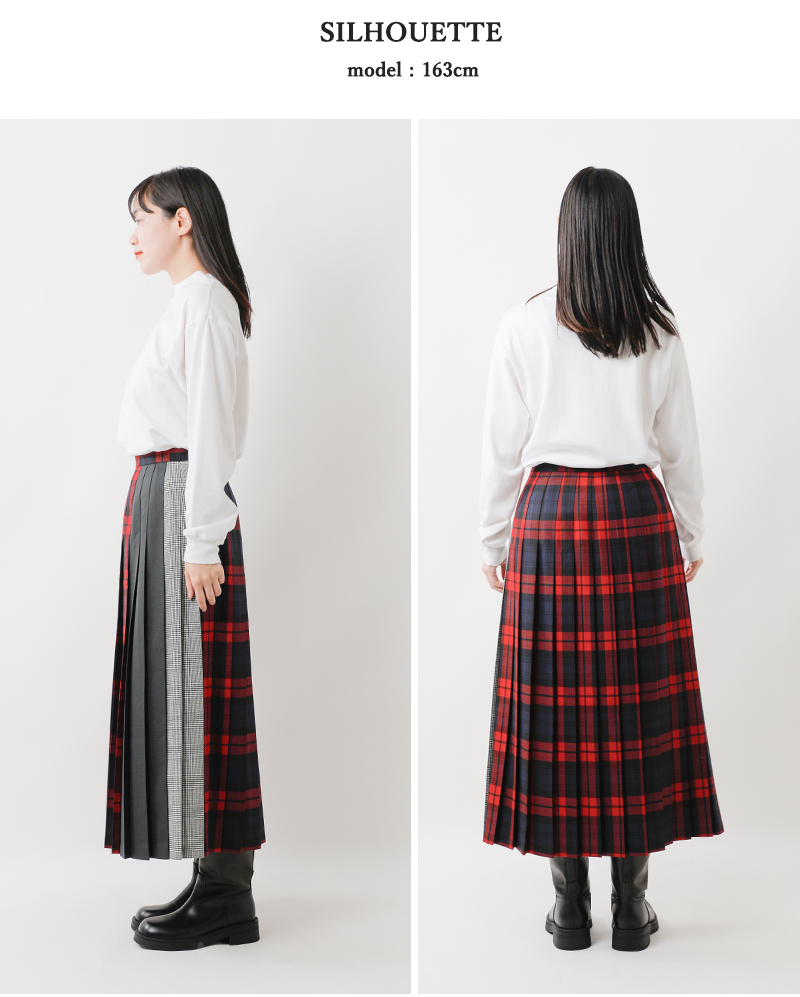 ONEIL OF DUBLIN(オニールオブダブリン)ウールパッチワークプリーツスカートpatchwork-p-longskirt