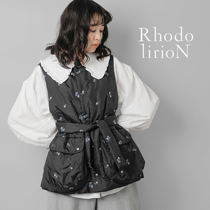 RHODOLIRION(ロドリリオン)オリジナルフローラルパターン刺繍パデッドベスト“PaddedVest”ps1036