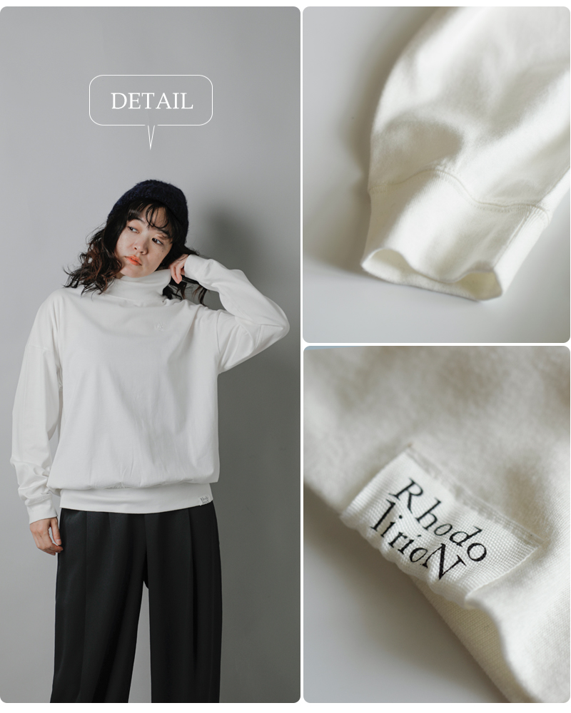 RHODOLIRION(ロドリリオン)コットンスワロー刺繍タートルネックTシャツ“SwallowEMB.TurtleNeckTee”ps1085