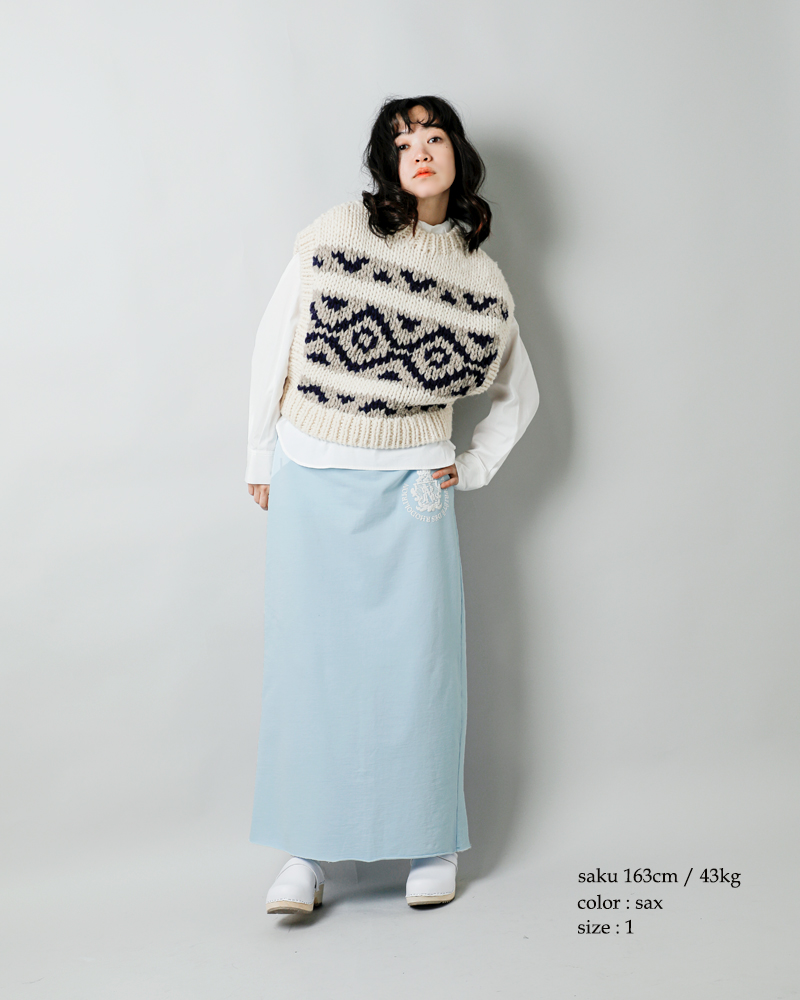 RHODOLIRION(ロドリリオン)コットンクレストプリントロングスウェットスカート“PrintedCrestLongSweatskirt”ps1094