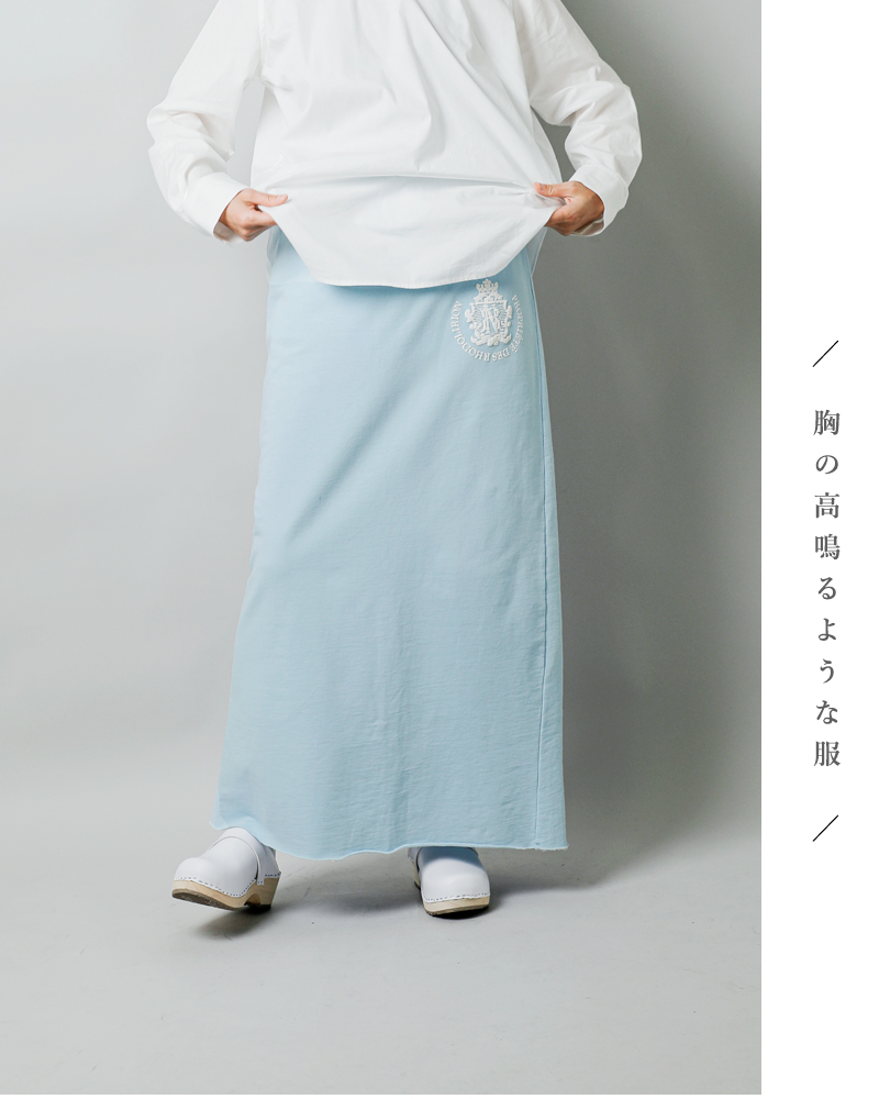 RHODOLIRION(ロドリリオン)コットンクレストプリントロングスウェットスカート“PrintedCrestLongSweatskirt”ps1094