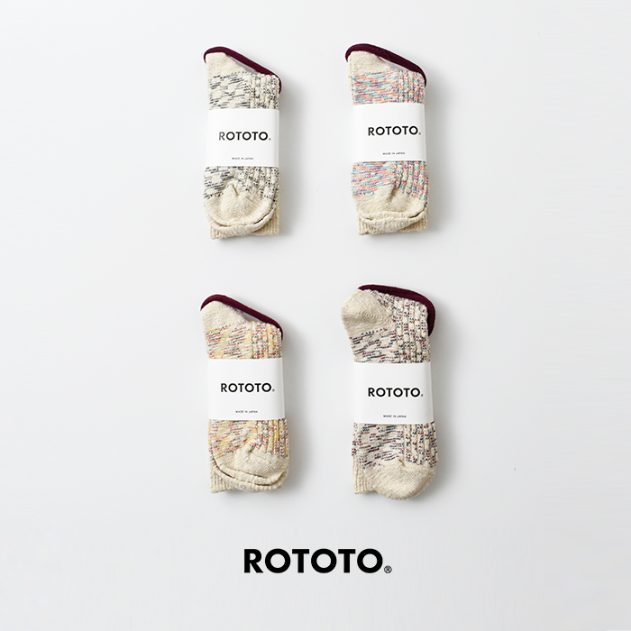 ROTOTO(ロトト)かすり染めリブクルーソックス“KASURIRIBBEDCREWSOCKS”r1513