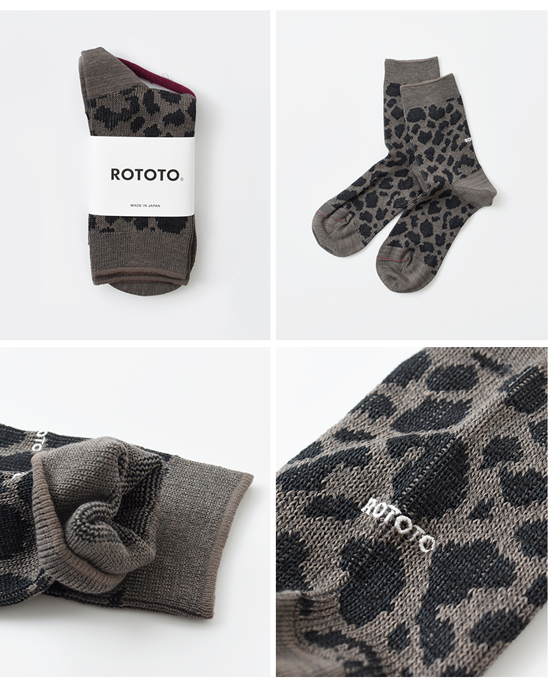 ROTOTO(ロトト)レオパードミニクルーソックス“LEOPARDMINICREWSOCKS”r1525