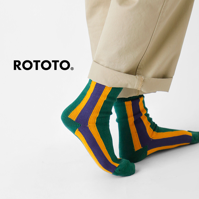 ROTOTO(ロトト)インターシャストライプスクールボーイソックス“SCHOOLBOYSOCKS”r1541