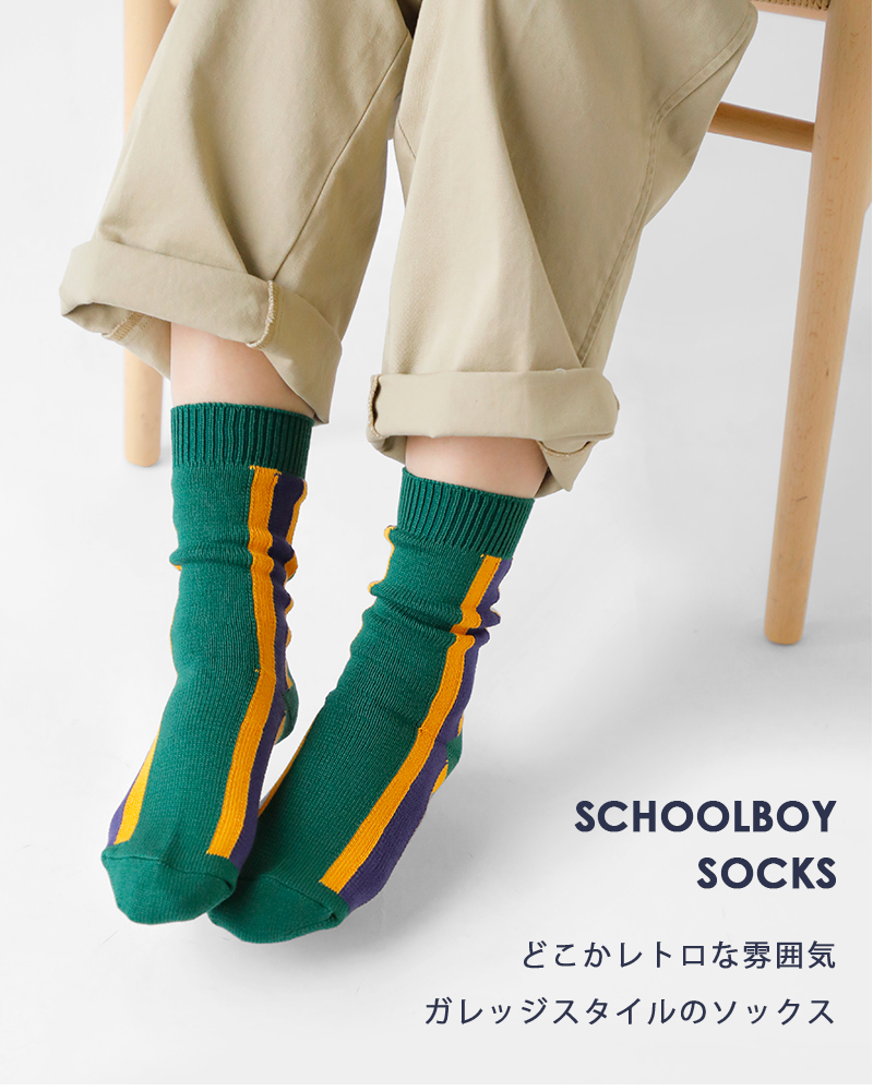 ROTOTO(ロトト)インターシャストライプスクールボーイソックス“SCHOOLBOYSOCKS”r1541