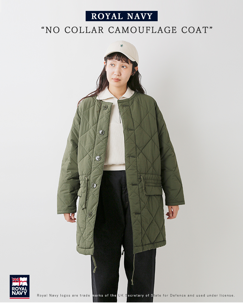 ROYAL NAVY(ロイヤルネイビー)ノーカラキルティングカモフラージュコート“NOCOLLARCAMOUFLAGECOAT”rn24fncm75