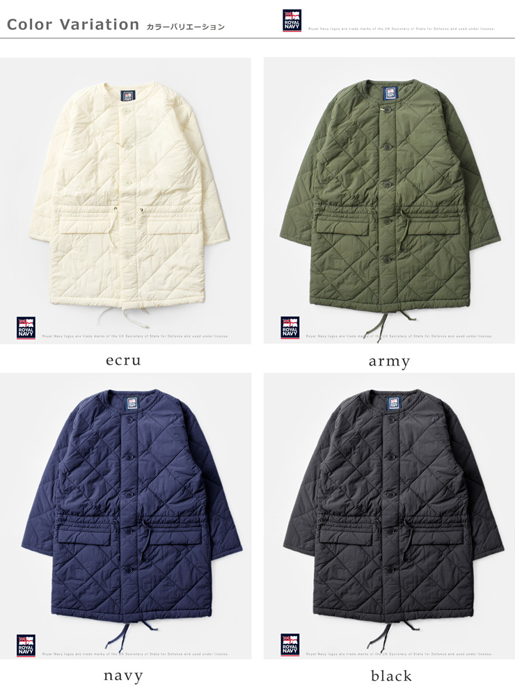 ROYAL NAVY(ロイヤルネイビー)ノーカラキルティングカモフラージュコート“NOCOLLARCAMOUFLAGECOAT”rn24fncm75