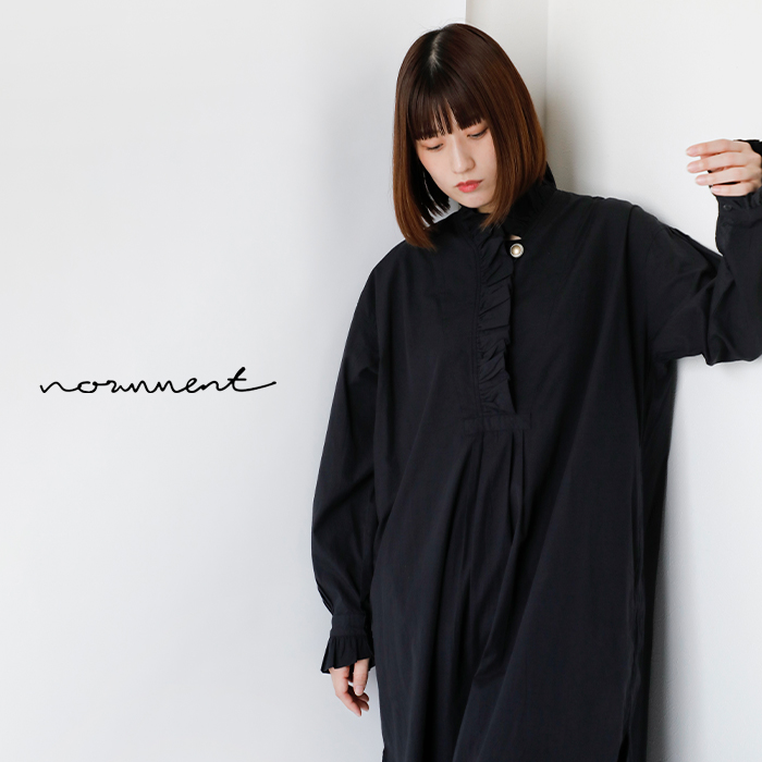 normment(ノーメント)コットンポプリンフリルカラードレス“COTTONPOPLINFRILLCOLLARDRESS”s24p-691