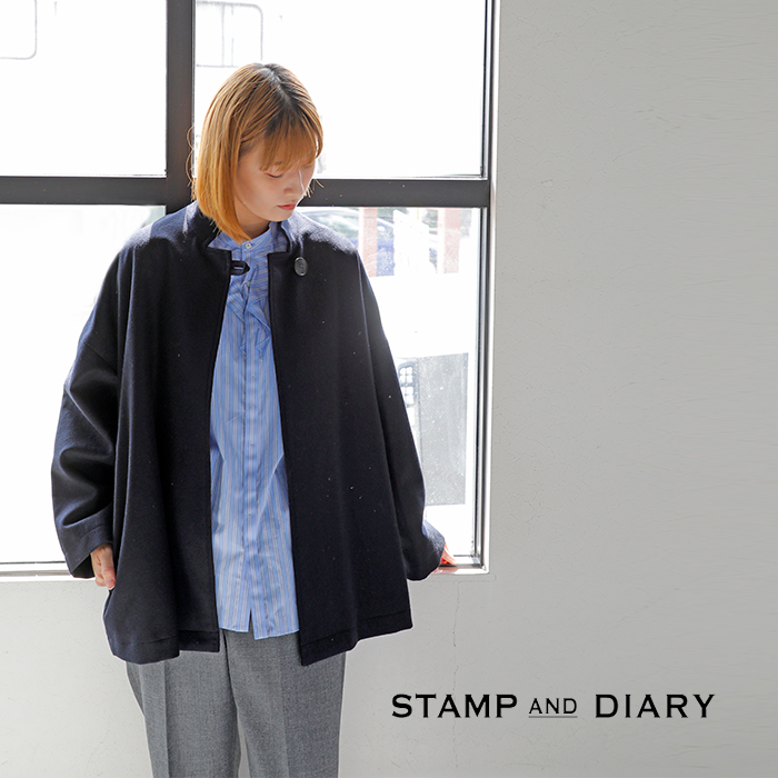 STAMP AND DIARY(スタンプアンドダイアリー)フランネルトップスタンドカラーワイドコートsdc403aw74