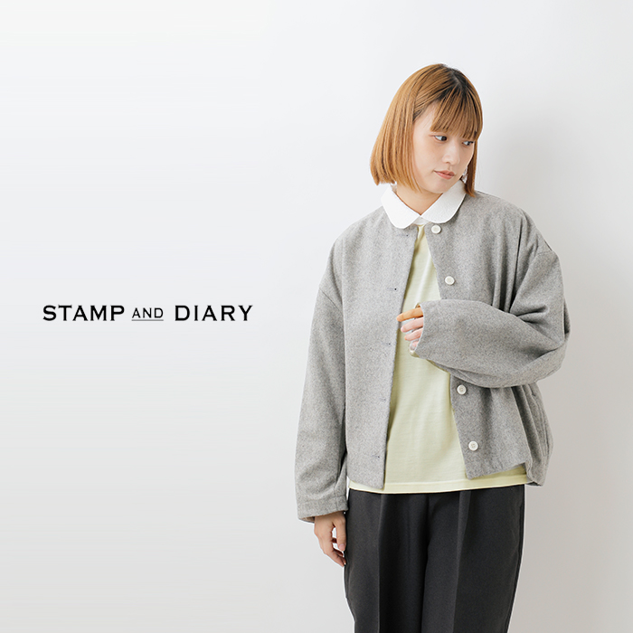 STAMP AND DIARY(スタンプアンドダイアリー)コットン刺繍×ウール襟付プルオーバーsdc403aw89