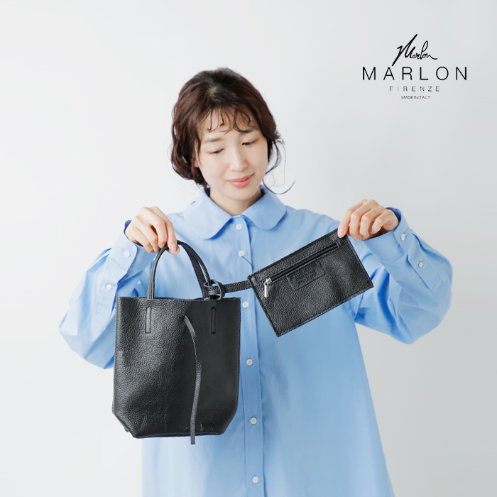 MARLON FIRENZE マーロンフィレンツェ ポーチ付き 2way カウレザー ショッパー バッグ shopper-mini-24aw-fn  2024aw新作 | Piu di aranciato(ピウディアランチェート)