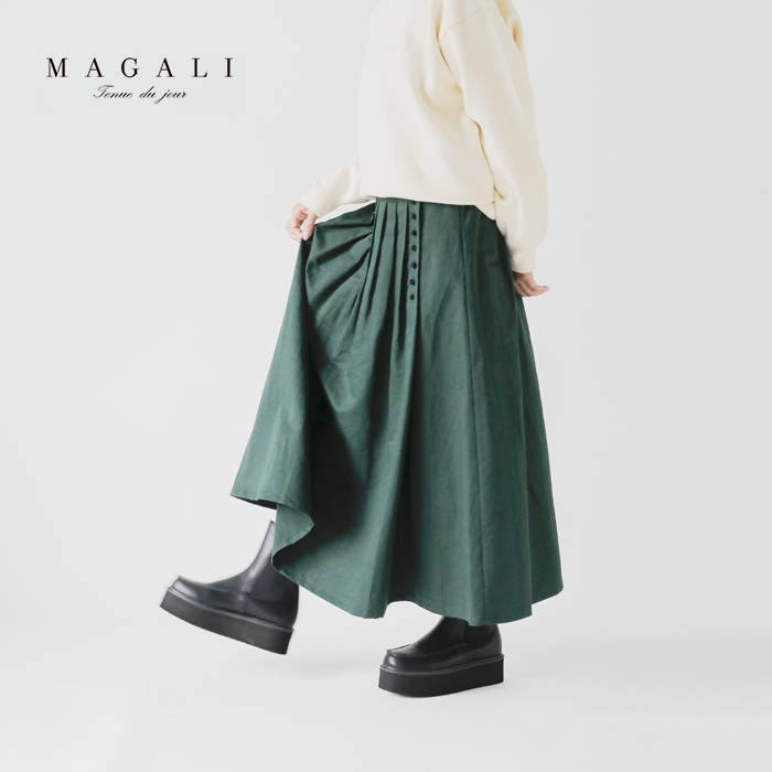 MAGALI(マガリ)スーピマコットンリネンラップ風スカートsk75