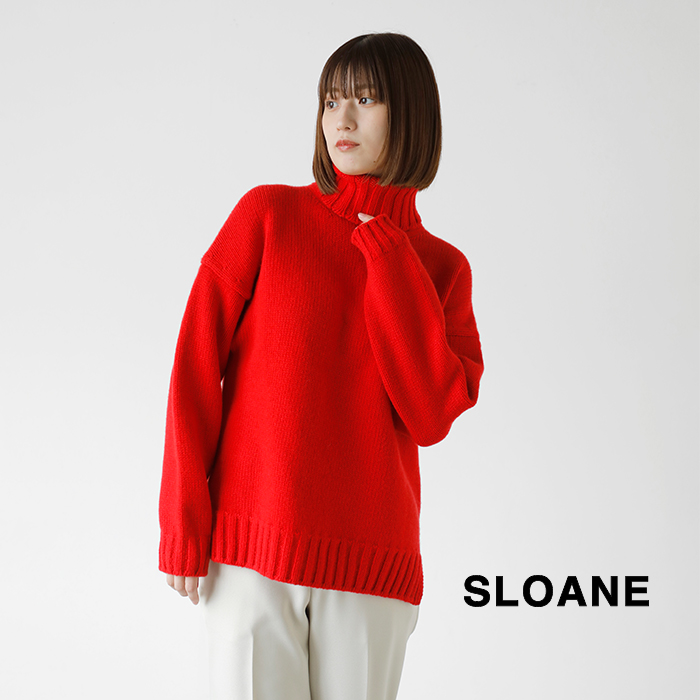 SLOANE(スローン)3Gジーロンラム×カシミヤドロップショルダーニットプルオーバーsl3w-063