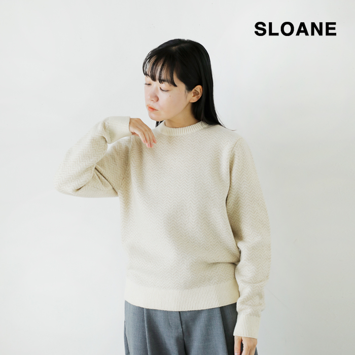 SLOANE スローン 7G ジャガード ウール×ナイロン クルーネック ニット プルオーバー sl9w-738-ms 2024aw新作 レディース  | Piu di aranciato(ピウディアランチェート)