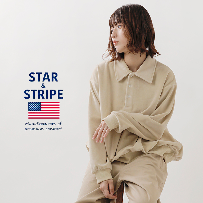 STAR&STRIPE(スターアンドストライプ)ポロベロアロングスリーブプルオーバーssmd-043