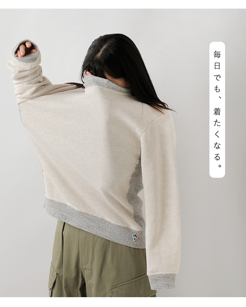 Arvor Maree(アルボーマレー)ソフトスウェット裏起毛リブモックネックサイドパネルプルオーバー“RIBMOCKNECK”ssw-rmn-pn