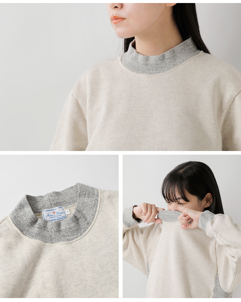 Arvor Maree(アルボーマレー)ソフトスウェット裏起毛リブモックネックサイドパネルプルオーバー“RIBMOCKNECK”ssw-rmn-pn