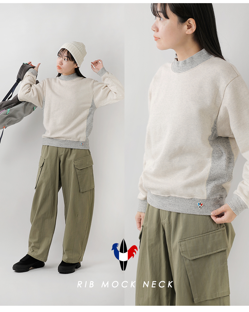 Arvor Maree(アルボーマレー)ソフトスウェット裏起毛リブモックネックサイドパネルプルオーバー“RIBMOCKNECK”ssw-rmn-pn