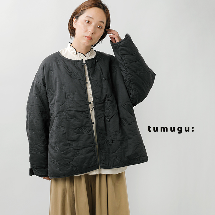 tumugu(ツムグ)コットンサテンキルト刺繍ジャケットtb24328