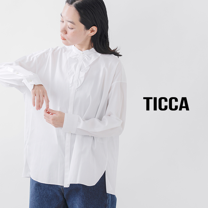 TICCA(ティッカ)コットンノーカラーフリルシャツtbda-102