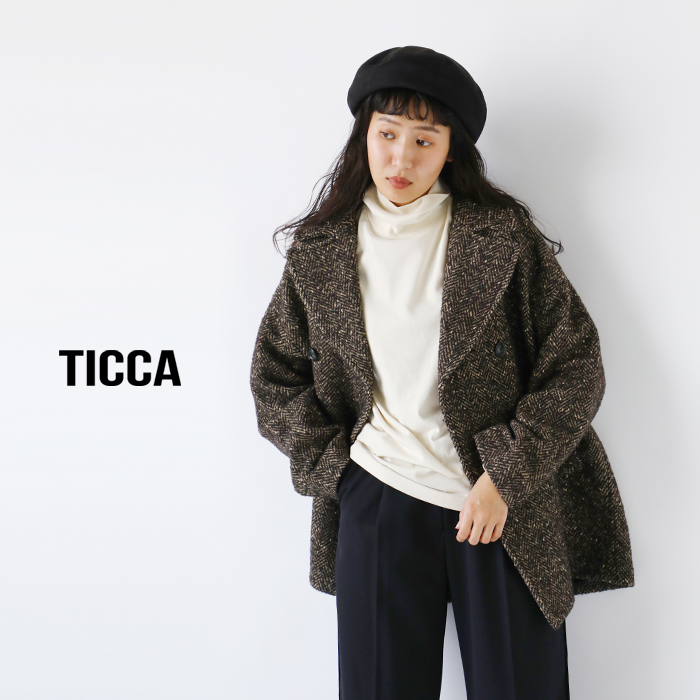 TICCA(ティッカ)ウールミックスツイードピーコートtbda-242