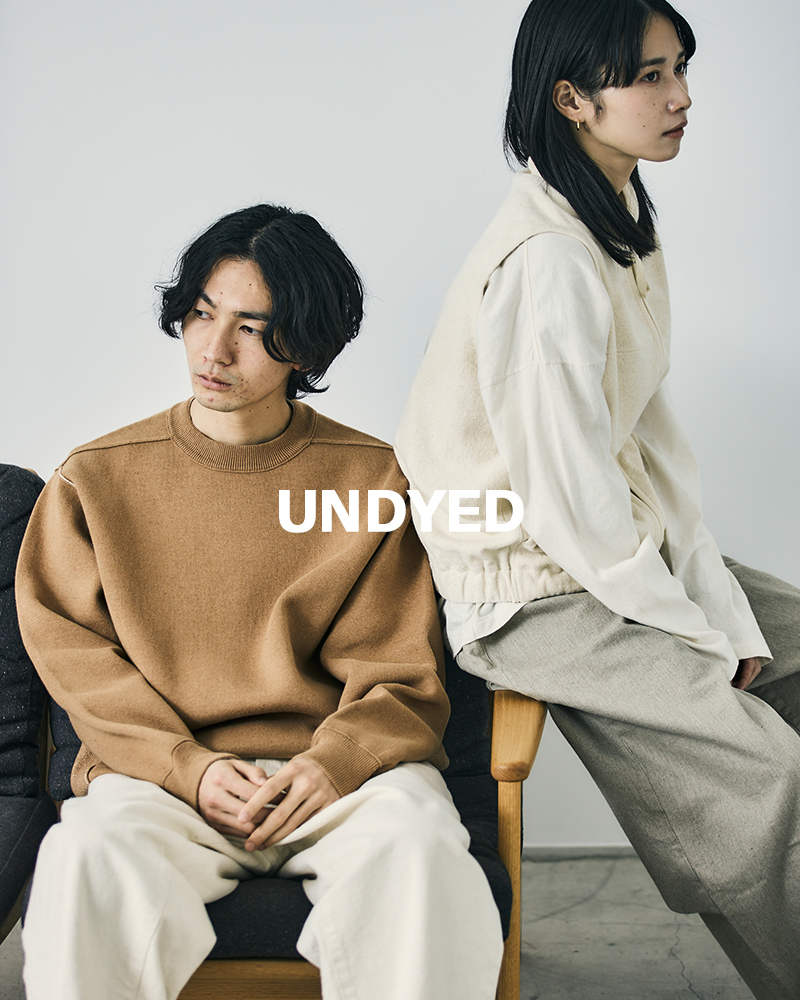 UNDYED(アンダイド)SALLYFOXカラードオーガニックコットンニットワッフルクルーネックプルオーバー“KNITWAFFLECREW”uns23akc041