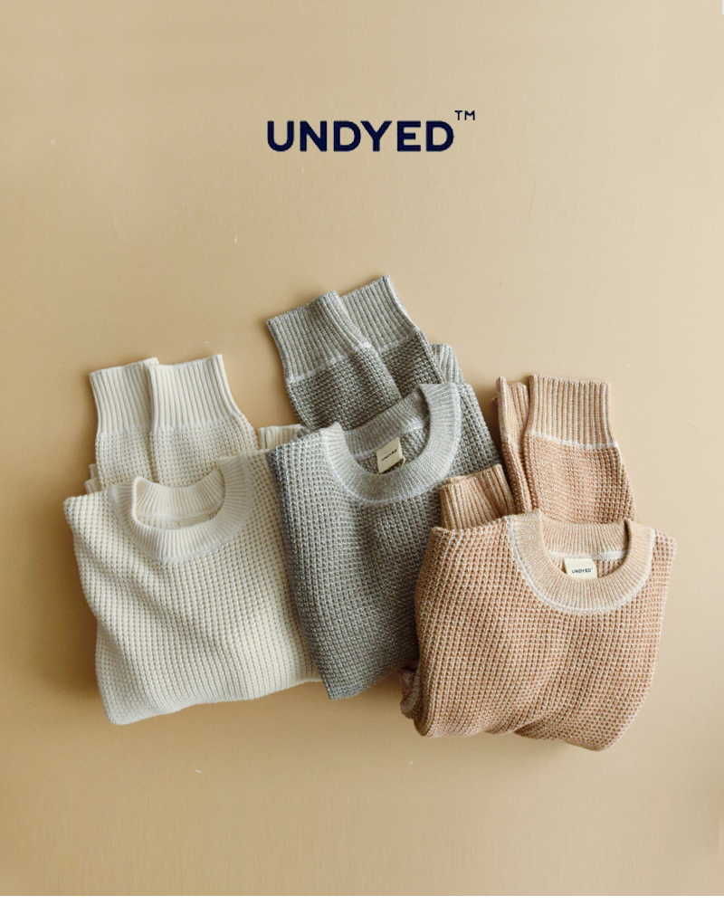 UNDYED(アンダイド)SALLYFOXカラードオーガニックコットンニットワッフルクルーネックプルオーバー“KNITWAFFLECREW”uns23akc041