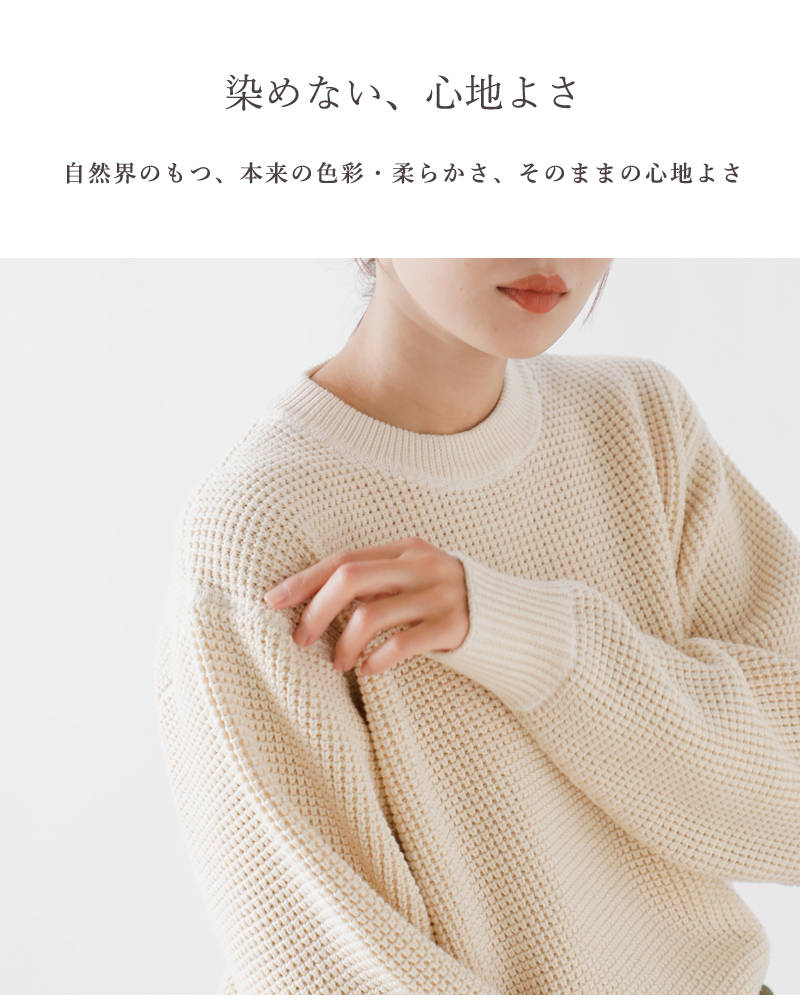 UNDYED(アンダイド)SALLYFOXカラードオーガニックコットンニットワッフルクルーネックプルオーバー“KNITWAFFLECREW”uns23akc041