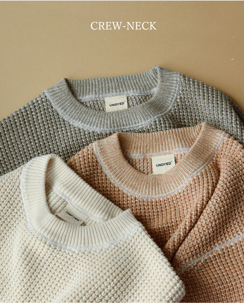 UNDYED(アンダイド)SALLYFOXカラードオーガニックコットンニットワッフルクルーネックプルオーバー“KNITWAFFLECREW”uns23akc041