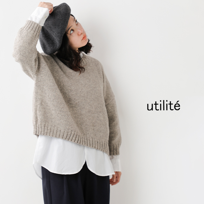 utilite(ユティリテ)ペルーハイランドウールクルーネックプルオーバーut311awk14