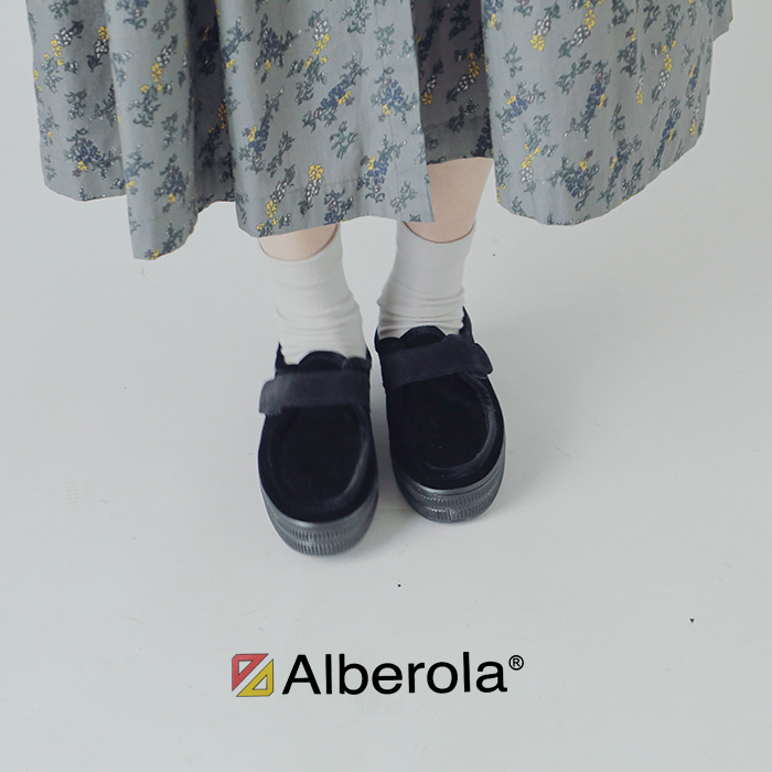 ALBEROLAベロアベルクロフラットモックシューズw14804gm