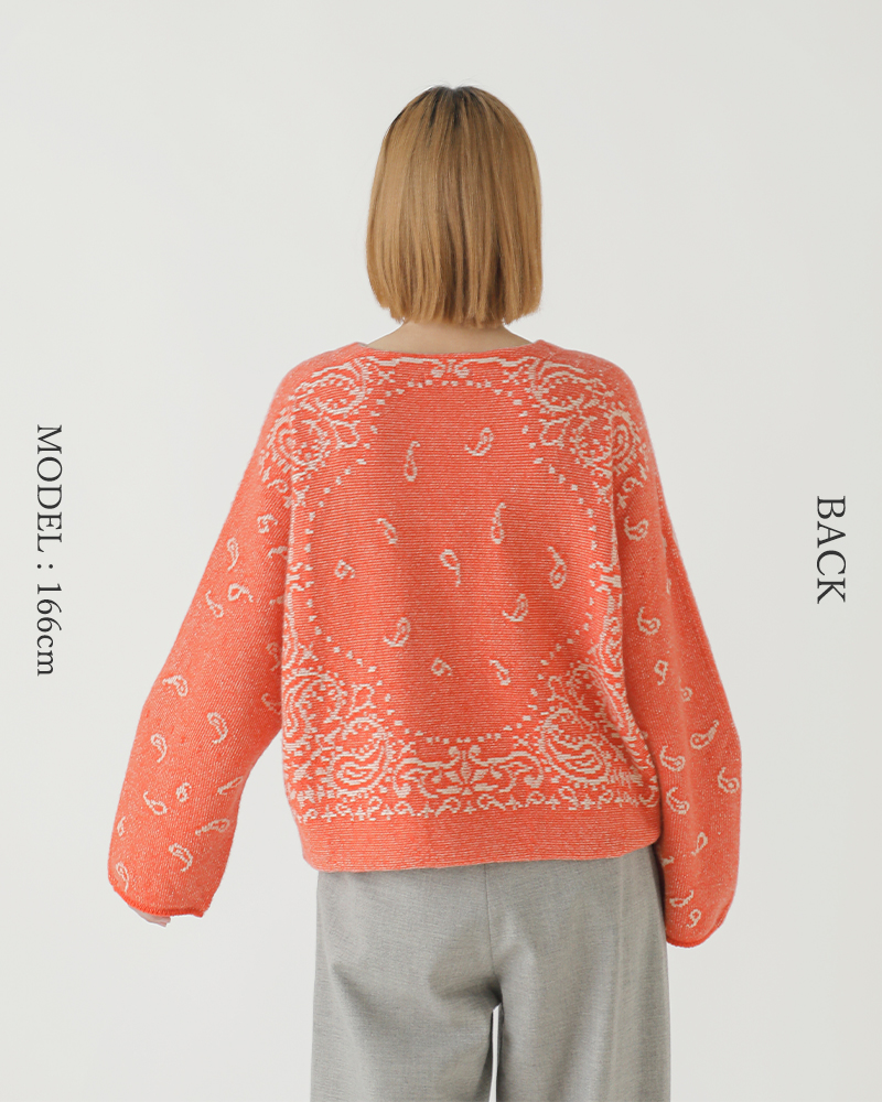 unfil(アンフィル)アルパカバンダナパターンボートネックニットプルオーバー“royalbabyalpacabandana-patternsweater”wffl-uw128