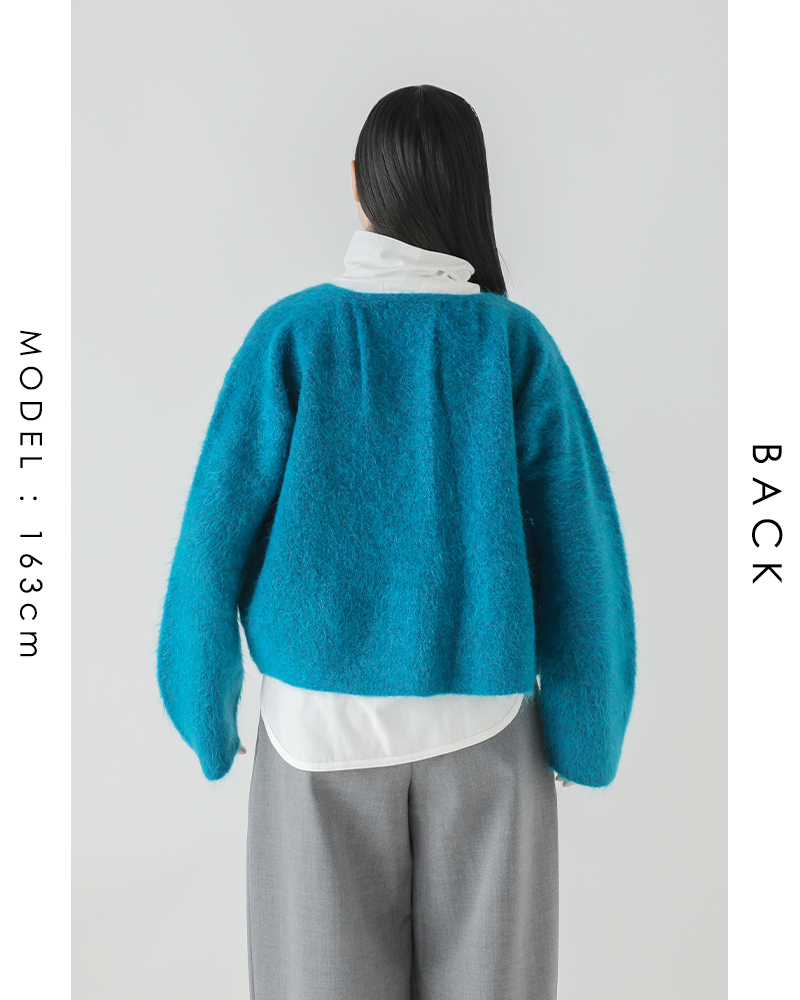 unfil(アンフィル)ストレッチモヘアボタンレスカーディガン“stretchsuperkidmohairshortcardigan”wffl-uw134