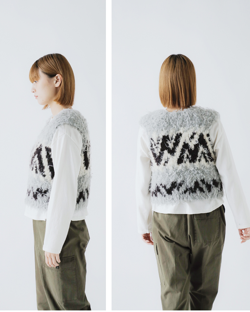 unfil(アンフィル)ウールハンドニットカウチンベスト“uruguayanwoolCOWICHANhand-knitvest”wffl-uw139