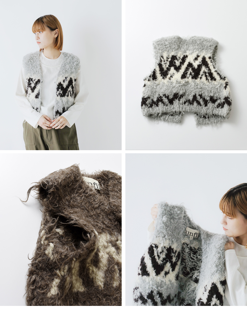 unfil(アンフィル)ウールハンドニットカウチンベスト“uruguayanwoolCOWICHANhand-knitvest”wffl-uw139