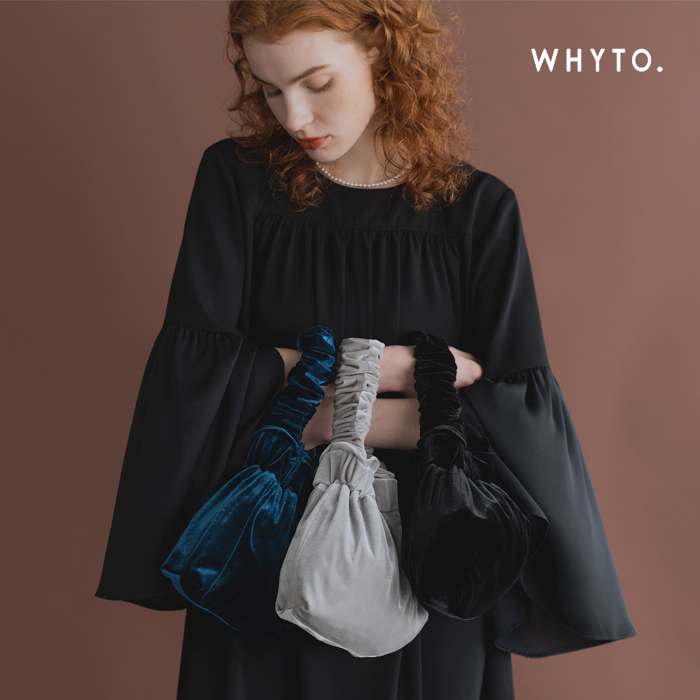 whyto(ホワイト)ベロアギャザーミニバッグ“velourgatherminibag”wht24fac4005