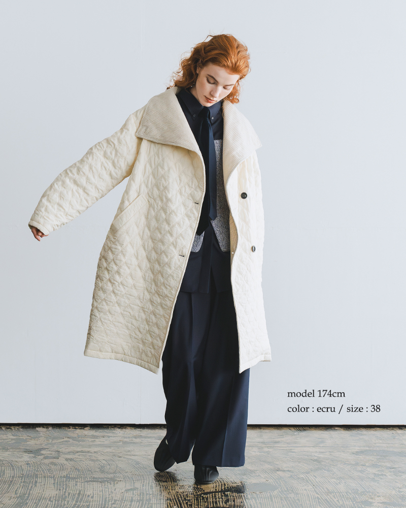 whyto(ホワイト)キルティングアシンメトリーコート“quiltingasymmetrycoat”wht24fjk4033