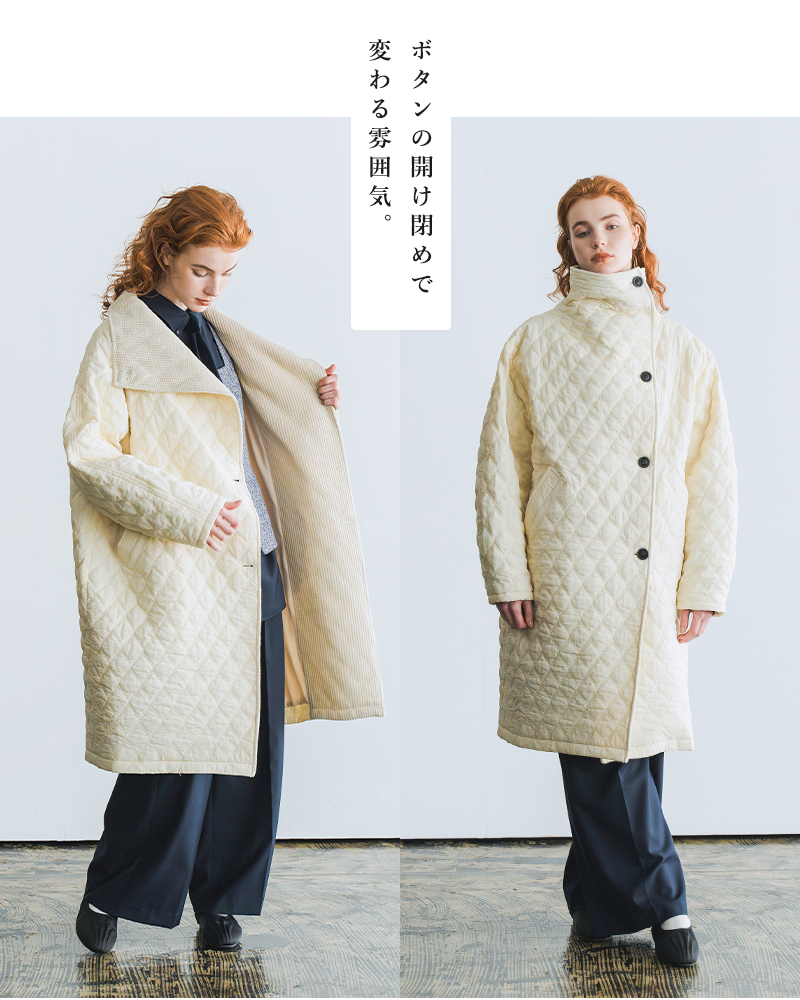 whyto(ホワイト)キルティングアシンメトリーコート“quiltingasymmetrycoat”wht24fjk4033