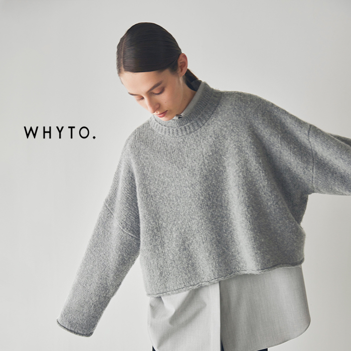 whyto(ホワイト)ウールカシミヤブレンドダブルネックスクエアニットプルオーバー“wnecksquareknit”wht24fkn4027