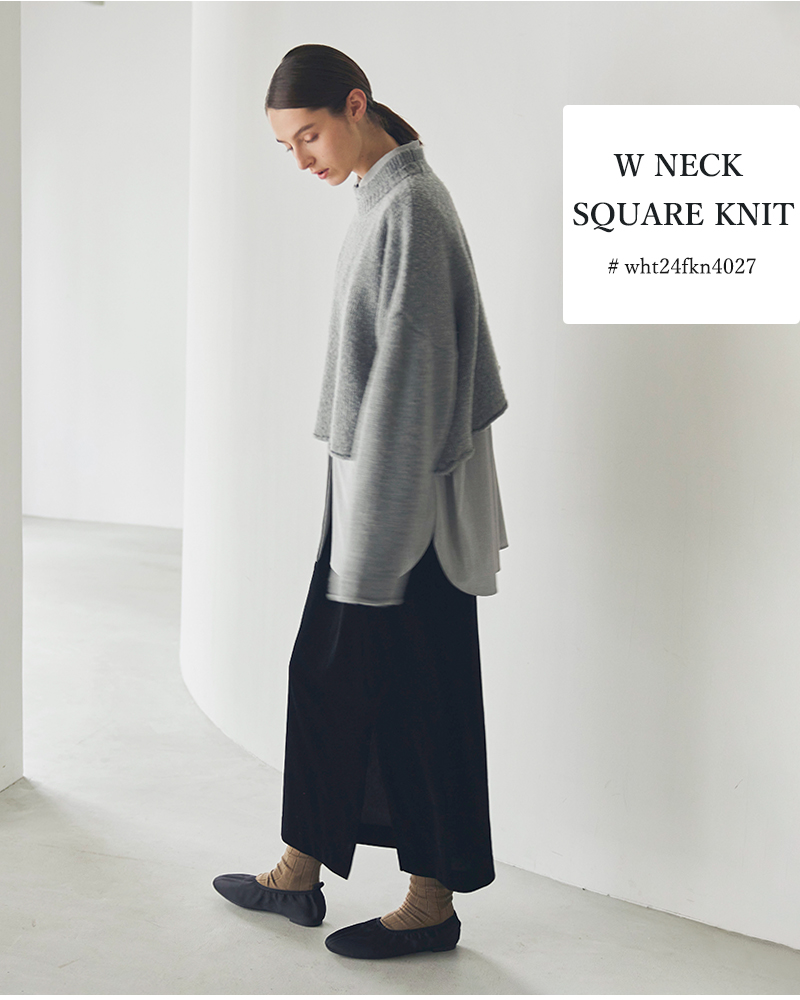 whyto(ホワイト)ウールカシミヤブレンドダブルネックスクエアニットプルオーバー“wnecksquareknit”wht24fkn4027