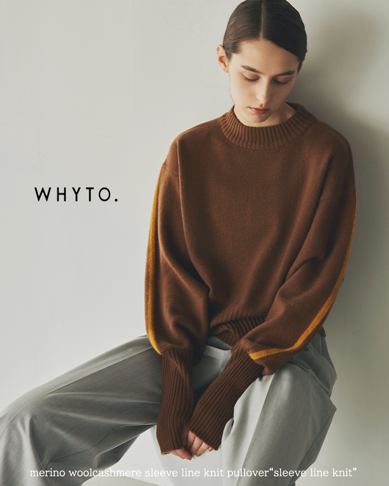 whyto(ホワイト)メリノウールカシミヤスリーブラインニットプルオーバー“sleevelineknit”wht24fkn4028