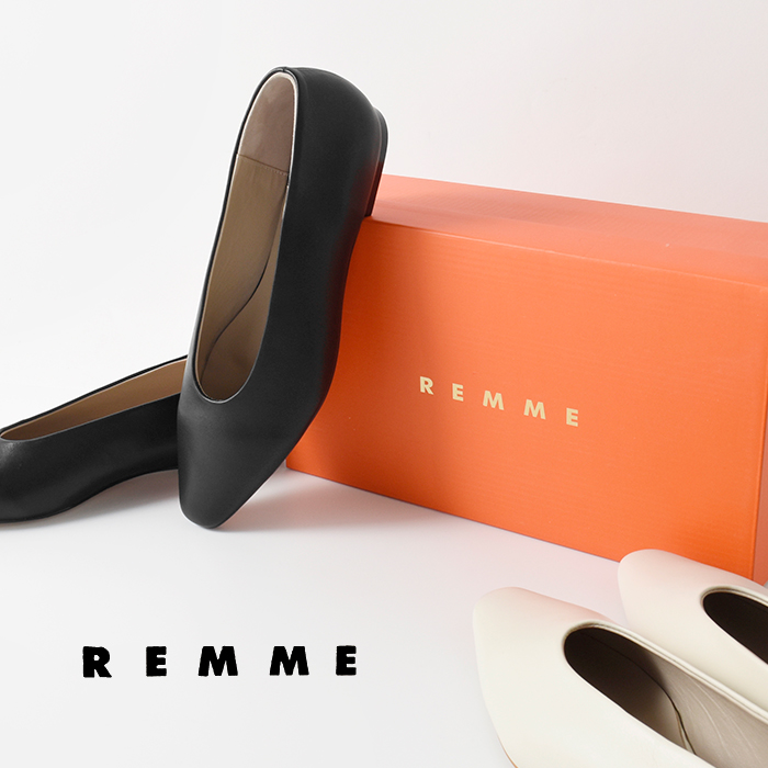 REMME(レメ)シープレザーポインテッドスクエアトゥフラットシューズzh-linea-so